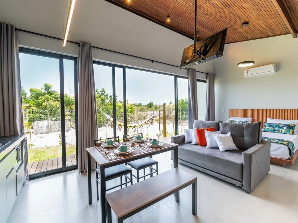 Ambiente de estar de um loft da Vila Gema